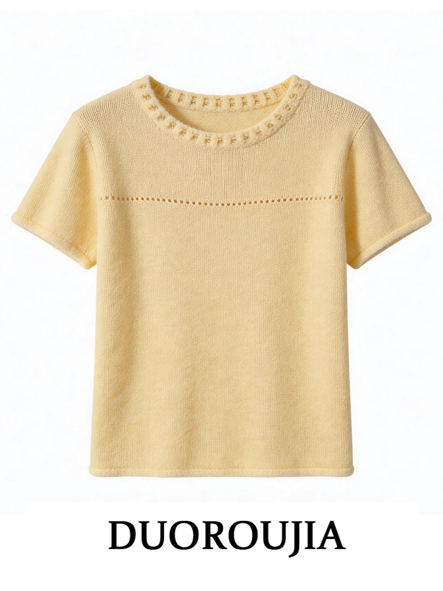 Yellow Hollow out Short Sleeve Knitted Sweater Women's plus Size Summer Fashionable Korean Style Gentle Versatile Top
Yellow Hollow out Short Sleeve Knitted Sweater Women's plus Size Summer Fashionable Korean Style Gentle Versatile Top