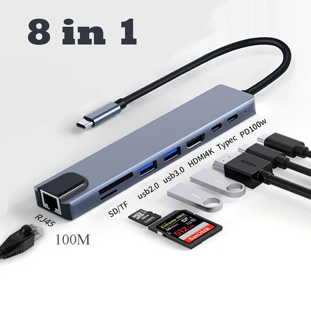 5 in 1 Type-C Hub USB Splitter Multiport Adapter with HDMI & Ethernet Laptop Converter Docking Station
5 in 1 Type-C Hub USB Splitter Multiport Adapter with HDMI & Ethernet Laptop Converter Docking Station