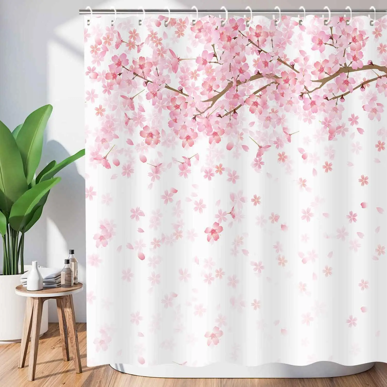 Floral Shower Curtain for Bathroom, Spring Flowers Cherry Blossom Cherry Blossom Shower Curtain Pink Falling Petals Janpenese
Floral Shower Curtain for Bathroom, Spring Flowers Cherry Blossom Cherry Blossom Shower Curtain Pink Falling Petals Janpenese