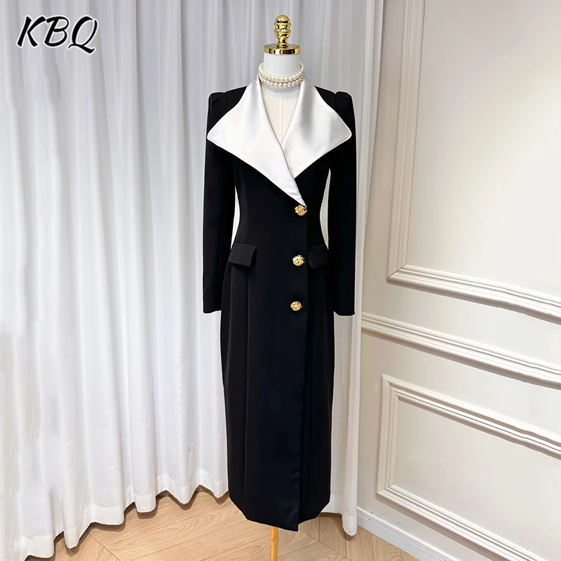 KBQ Hit Colorspliced Button Designer Temperament Trench For Women Lapel Long Sleeve Tunic Patchwork Pocket Slimming Coat Female
KBQ Hit Colorspliced Button Designer Temperament Trench For Women Lapel Long Sleeve Tunic Patchwork Pocket Slimming Coat Female