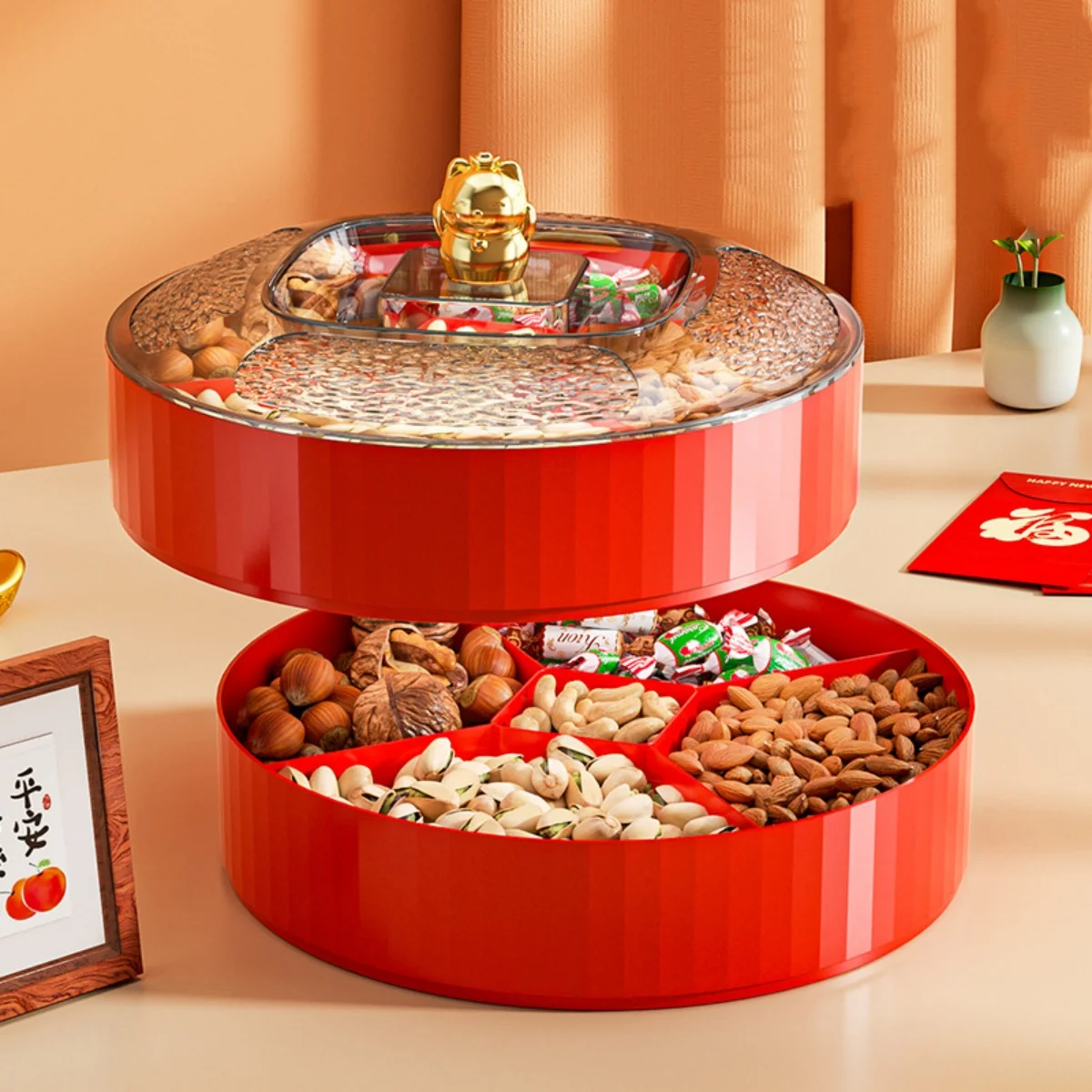 9.45" 2 Layer Snack Box New Year Fruit Candy Nut Storage Tray Creative Lucky Cat Design Lid Table Decoration Fruit Platter 2025
9.45" 2 Layer Snack Box New Year Fruit Candy Nut Storage Tray Creative Lucky Cat Design Lid Table Decoration Fruit Platter 2025