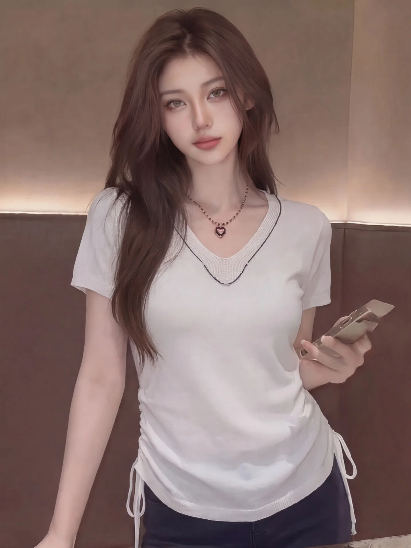 Korean Style Soft Contrast Color V-Neck Knitted Top Women's Summer Thin Design Drawstring Slimming Ice Silk Shirt
Korean Style Soft Contrast Color V-Neck Knitted Top Women's Summer Thin Design Drawstring Slimming Ice Silk Shirt