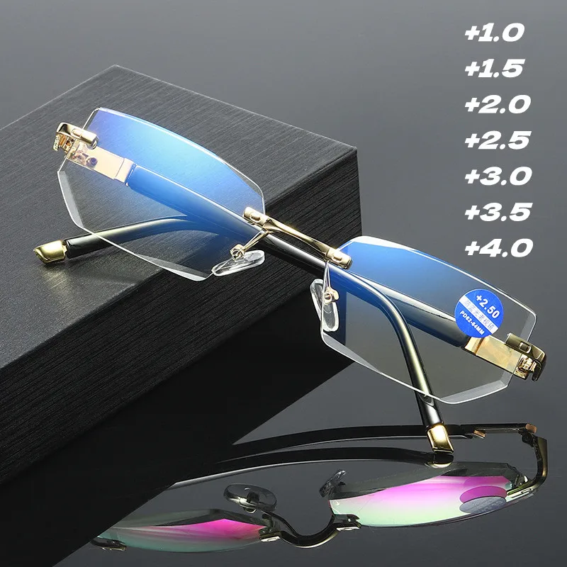 Unisex Retro Rimless Reading Glasses Business Style Blue Light Blocking Computer Eyewear Crystal Cut Edge Presbyopia Eyeglasses
Unisex Retro Rimless Reading Glasses Business Style Blue Light Blocking Computer Eyewear Crystal Cut Edge Presbyopia Eyeglasses