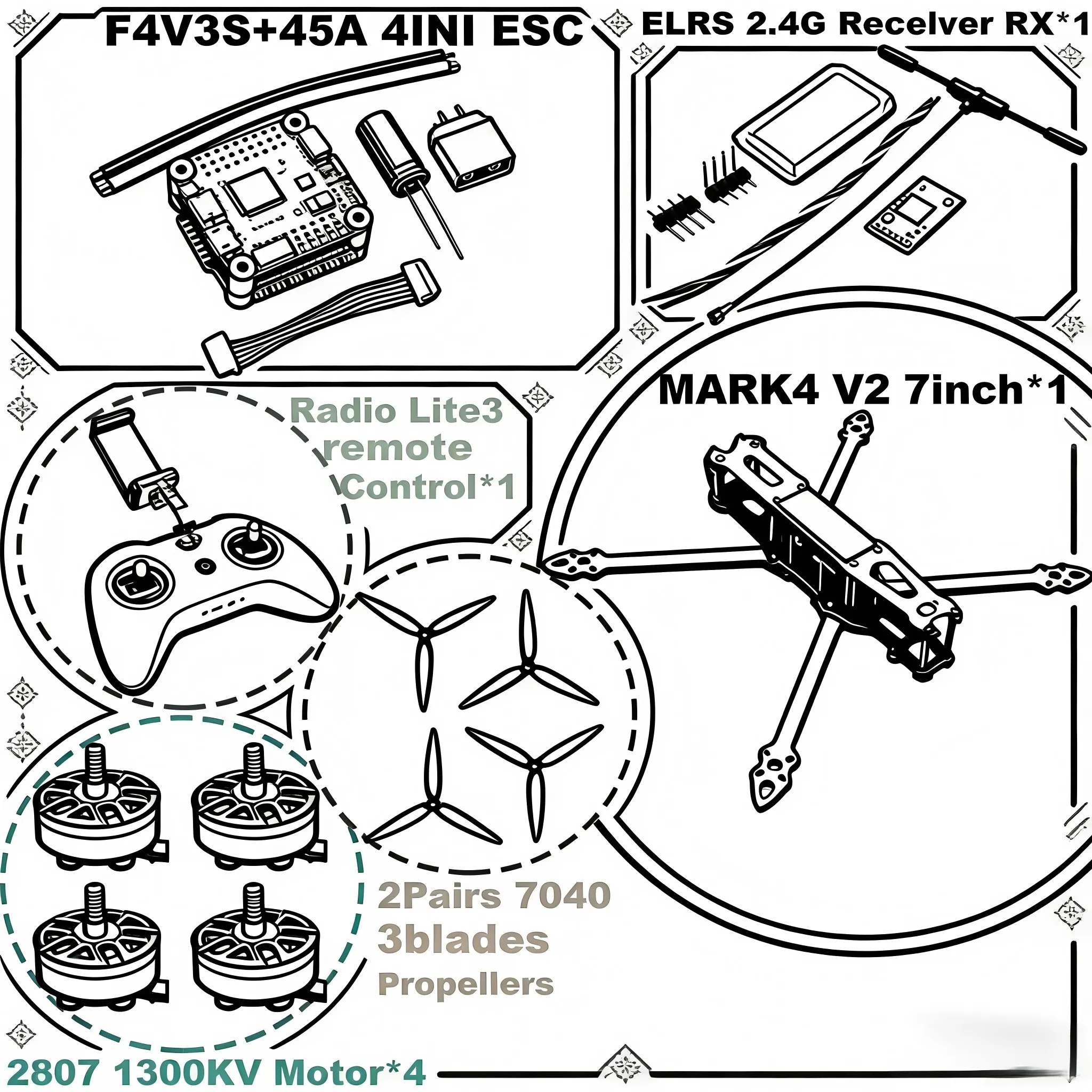 MARK4 V2 7-дюймовый полетный контроллер F4V3S/F4V3S PLUS, регулятор скорости 45/60A 4INI ESC, карбоновый FPV-дрон для гонок, квадрокоптер для фристайла
MARK4 V2 7-дюймовый полетный контроллер F4V3S/F4V3S PLUS, регулятор скорости 45/60A 4INI ESC, карбоновый FPV-дрон для гонок, квадрокоптер для фристайла
