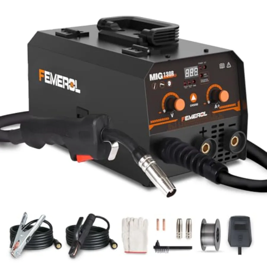 FEMEROL MIG Welder, 2 in 1 Flux core/Stick Welder, 130Amp 110V Gasl MIG Welding hine with Synergy IGBT Inverter Welder Portable
FEMEROL MIG Welder, 2 in 1 Flux core/Stick Welder, 130Amp 110V Gasl MIG Welding hine with Synergy IGBT Inverter Welder Portable