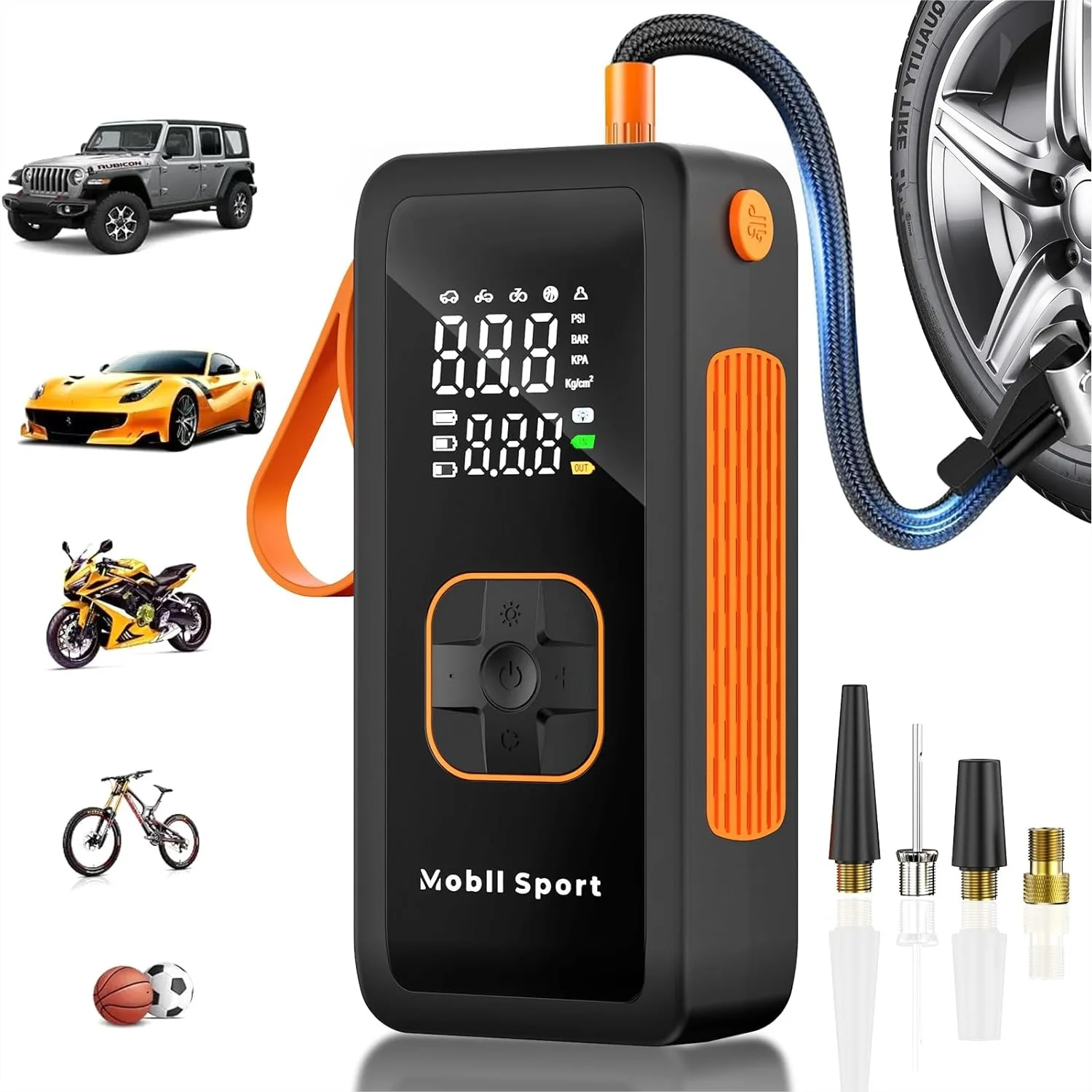 Portable Air Compressor Tire Inflator with Digital Gauge, 180 PSI Auto Shut-Off, LED Light for Car Motorcycle Bicycle - Fast
Portable Air Compressor Tire Inflator with Digital Gauge, 180 PSI Auto Shut-Off, LED Light for Car Motorcycle Bicycle - Fast
