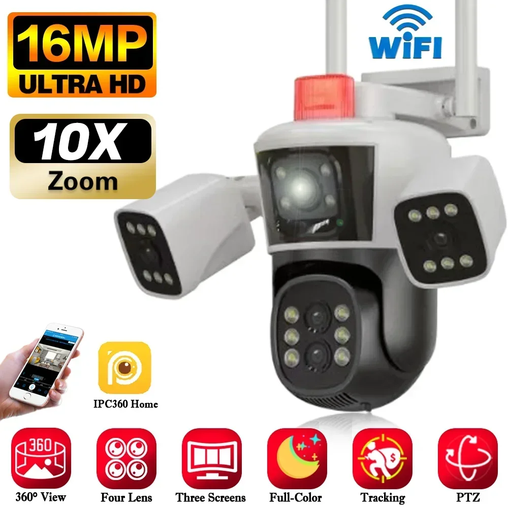 Smart WiFi Surveillance Camera Outdoor 360° Wireless IP Cameras 16MP 8K HD Video Security CCTV Camera Four Lens Three Screens
Smart WiFi Surveillance Camera Outdoor 360° Wireless IP Cameras 16MP 8K HD Video Security CCTV Camera Four Lens Three Screens
