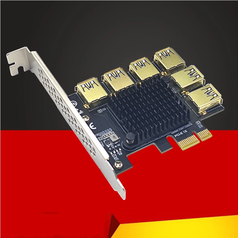 Gold PCI Express Multiplier Riser PCIE 1 to 6 PCI Express X16 USB Miner Adapter Extender PCI-e Riser For PC Graphics Card Mining
Gold PCI Express Multiplier Riser PCIE 1 to 6 PCI Express X16 USB Miner Adapter Extender PCI-e Riser For PC Graphics Card Mining