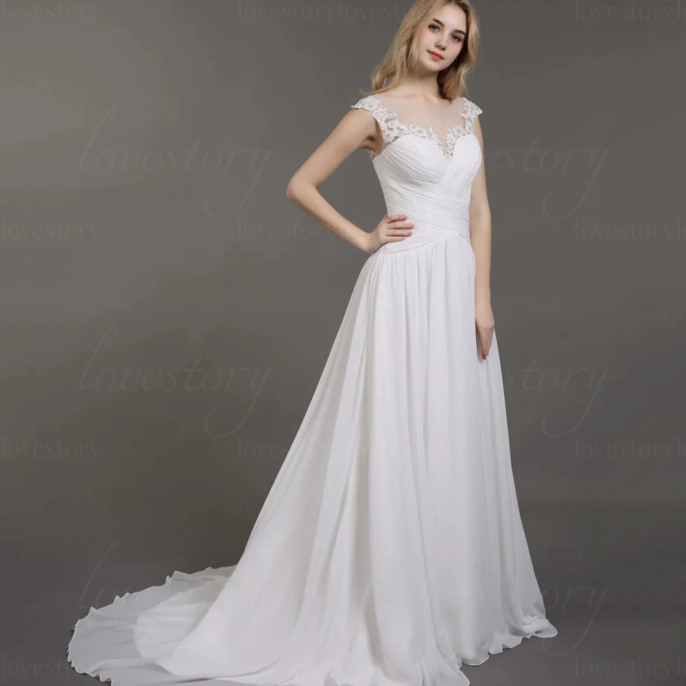CChiffon Vintage Customized Wedding Dresses Lace Applique A-Line Bride Robe Tank Bridal Gowns Laec Up Vestidos De Noiva
CChiffon Vintage Customized Wedding Dresses Lace Applique A-Line Bride Robe Tank Bridal Gowns Laec Up Vestidos De Noiva