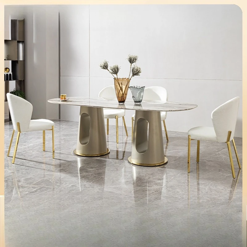 Light luxury marble dining table Home villa High-end design sense Long dining table and chair combination New oval dining table
Light luxury marble dining table Home villa High-end design sense Long dining table and chair combination New oval dining table