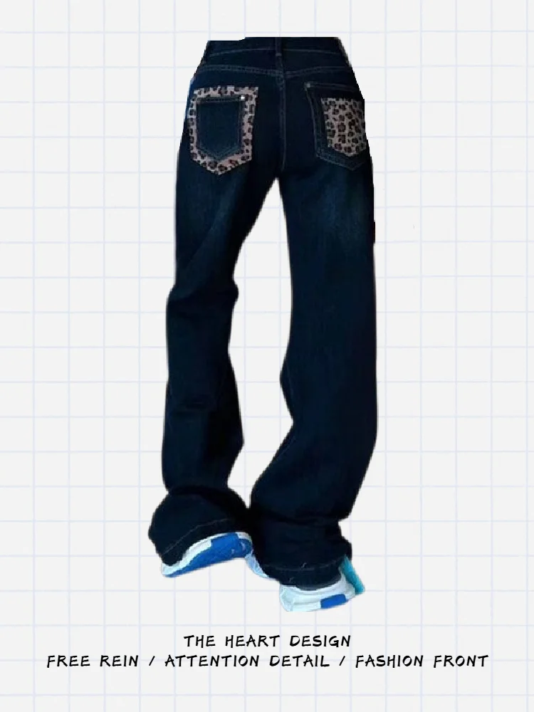 American Retro Leopard Print Pocket Denim Jeans High Waist Slim Loose Straight Leg Long Trousers for Taller Women
American Retro Leopard Print Pocket Denim Jeans High Waist Slim Loose Straight Leg Long Trousers for Taller Women