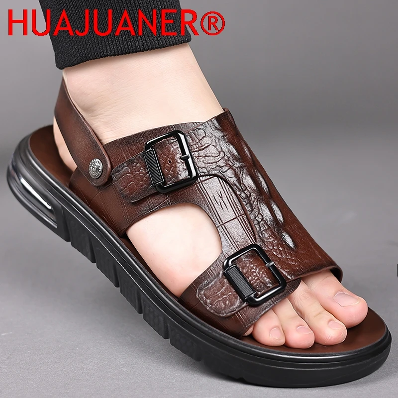 Summer Outdoor Men's Slippers Leather Men Beach Sandals High-quality Shoes Leather Sandals for Men 2025 New Man's Walking Shoes
Summer Outdoor Men's Slippers Leather Men Beach Sandals High-quality Shoes Leather Sandals for Men 2025 New Man's Walking Shoes