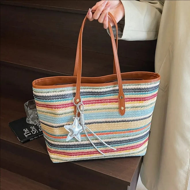 2025 New Trendy Tote Bag for Women Large Capacity Shoulder Crossbody Bag Luxury Designer Rainbow Woven Bag Casual Chic Handbag
2025 New Trendy Tote Bag for Women Large Capacity Shoulder Crossbody Bag Luxury Designer Rainbow Woven Bag Casual Chic Handbag