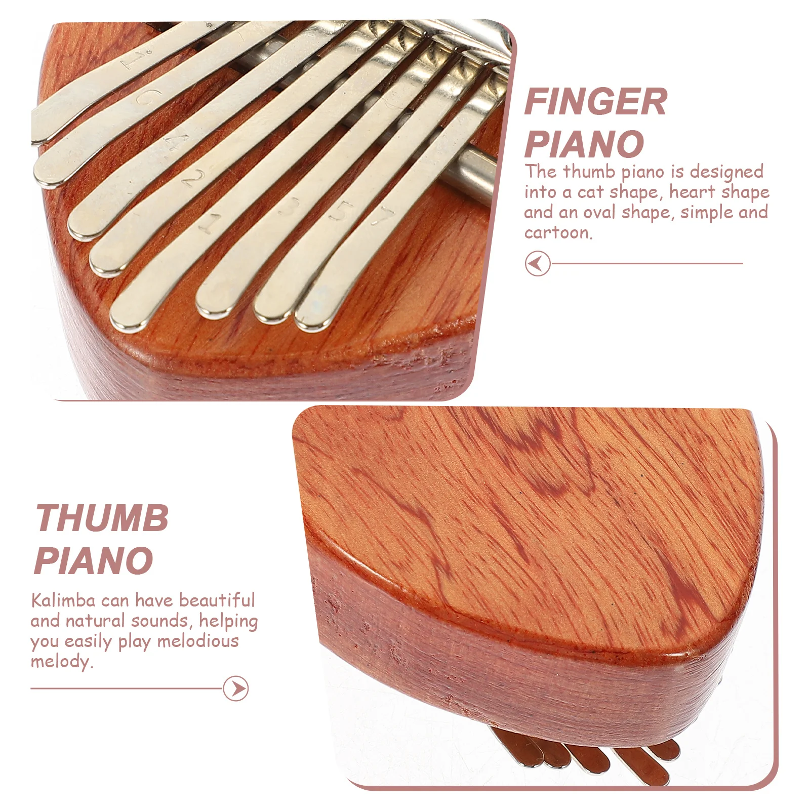 3pcs Wooden Mini Kalimba 8-Note Thumb Piano Portable Lightweight Compact Cat Heart Oval Shape Beginner Friendly Instrument
3pcs Wooden Mini Kalimba 8-Note Thumb Piano Portable Lightweight Compact Cat Heart Oval Shape Beginner Friendly Instrument