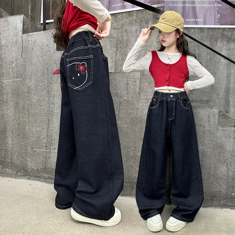 Girls Jeans Autumn Teen Child Fashion Cat-embroidered Jeans Kids Loose Straight Wide-leg Pants Kids Trendy Cartoon Trousers
Girls Jeans Autumn Teen Child Fashion Cat-embroidered Jeans Kids Loose Straight Wide-leg Pants Kids Trendy Cartoon Trousers