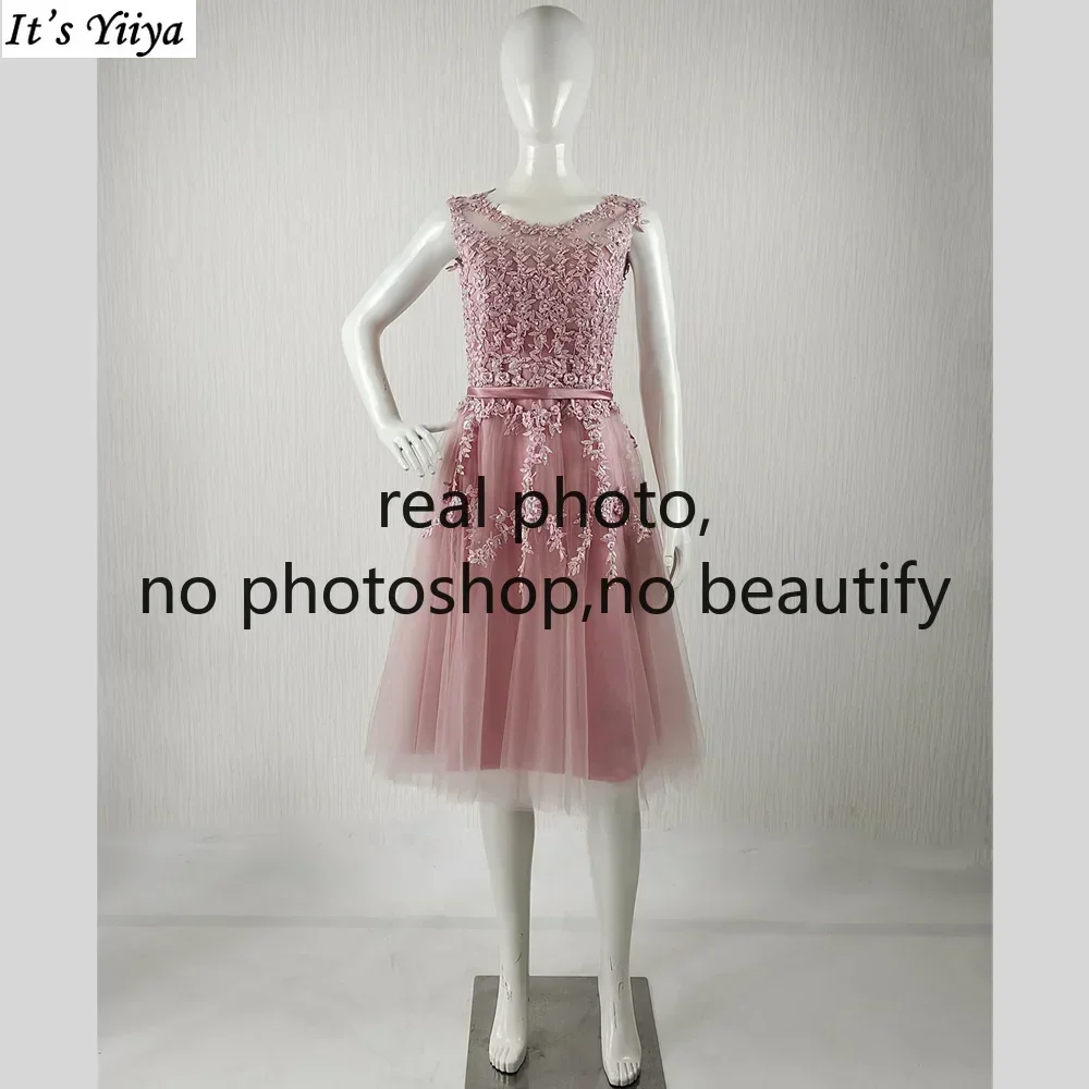 It's Yiiya Customized Real Photo Evening Dress Dark Pink Appliques Beads O-neck A-line Tea-length Plus size Party Formal Gown
It's Yiiya Customized Real Photo Evening Dress Dark Pink Appliques Beads O-neck A-line Tea-length Plus size Party Formal Gown