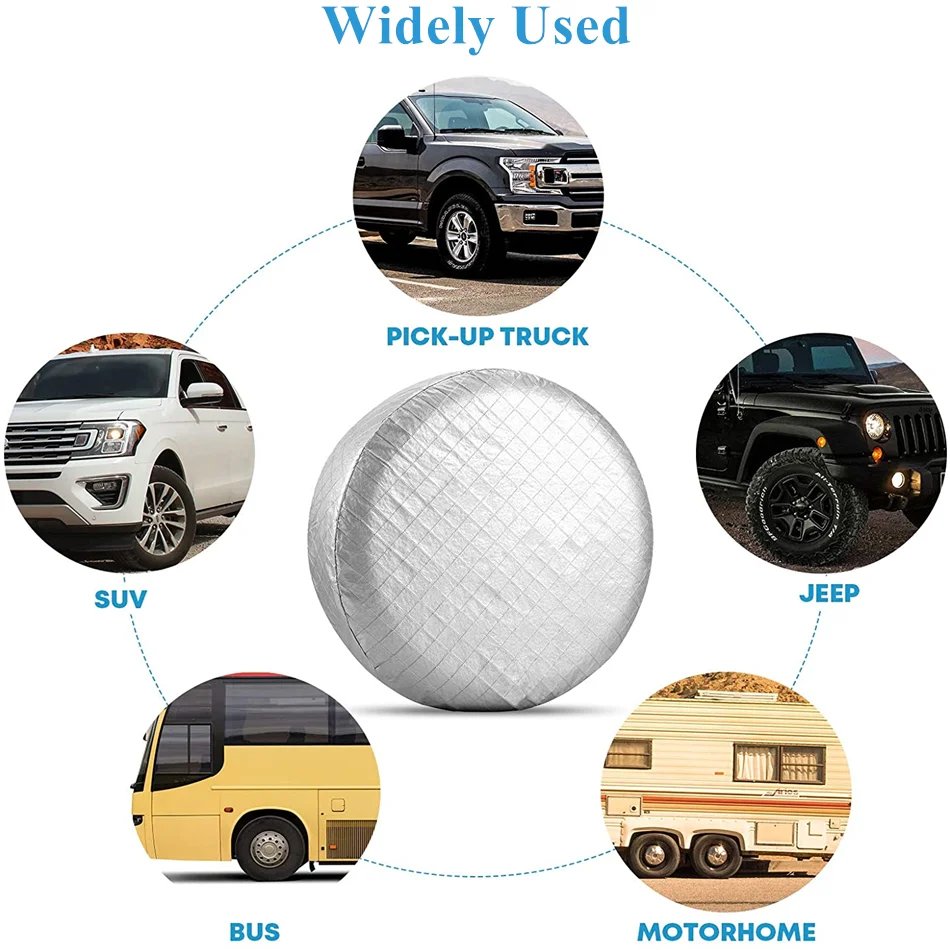 4 Packs for Sedan RV Camper Van SUV Wheel Waterproof Adjustable 27"-32" Silver Wheel Tire CoversOxford UV Sun Protectors
4 Packs for Sedan RV Camper Van SUV Wheel Waterproof Adjustable 27"-32" Silver Wheel Tire CoversOxford UV Sun Protectors
