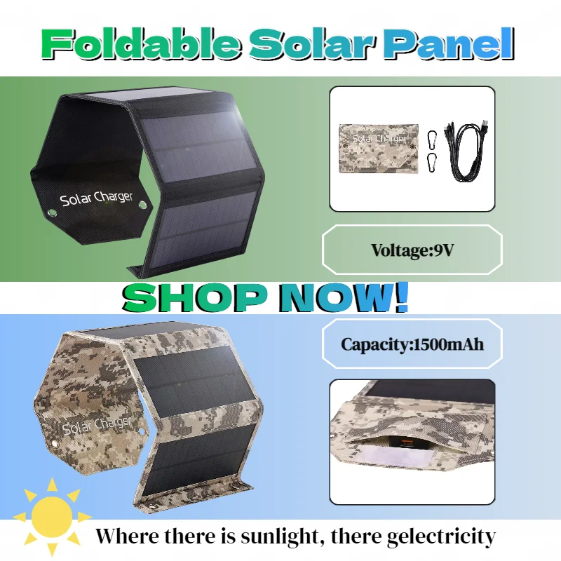 Foldable 60W 80W 100W Waterproof Solar Panel Charger, USB Portable Solar Charger for Phone Power Bank Camping Hiking Outdoor
Foldable 60W 80W 100W Waterproof Solar Panel Charger, USB Portable Solar Charger for Phone Power Bank Camping Hiking Outdoor