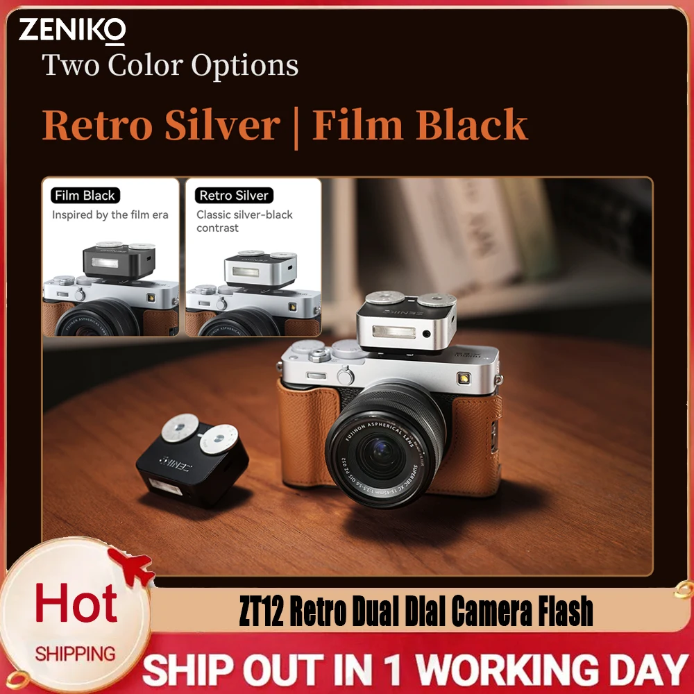 ZENIKO ZT12 Hot Shoe Camera Flash Retro Dual Dial Design for Fujifilm XT5 Sony A7M4 Canon R6 Nikon
ZENIKO ZT12 Hot Shoe Camera Flash Retro Dual Dial Design for Fujifilm XT5 Sony A7M4 Canon R6 Nikon