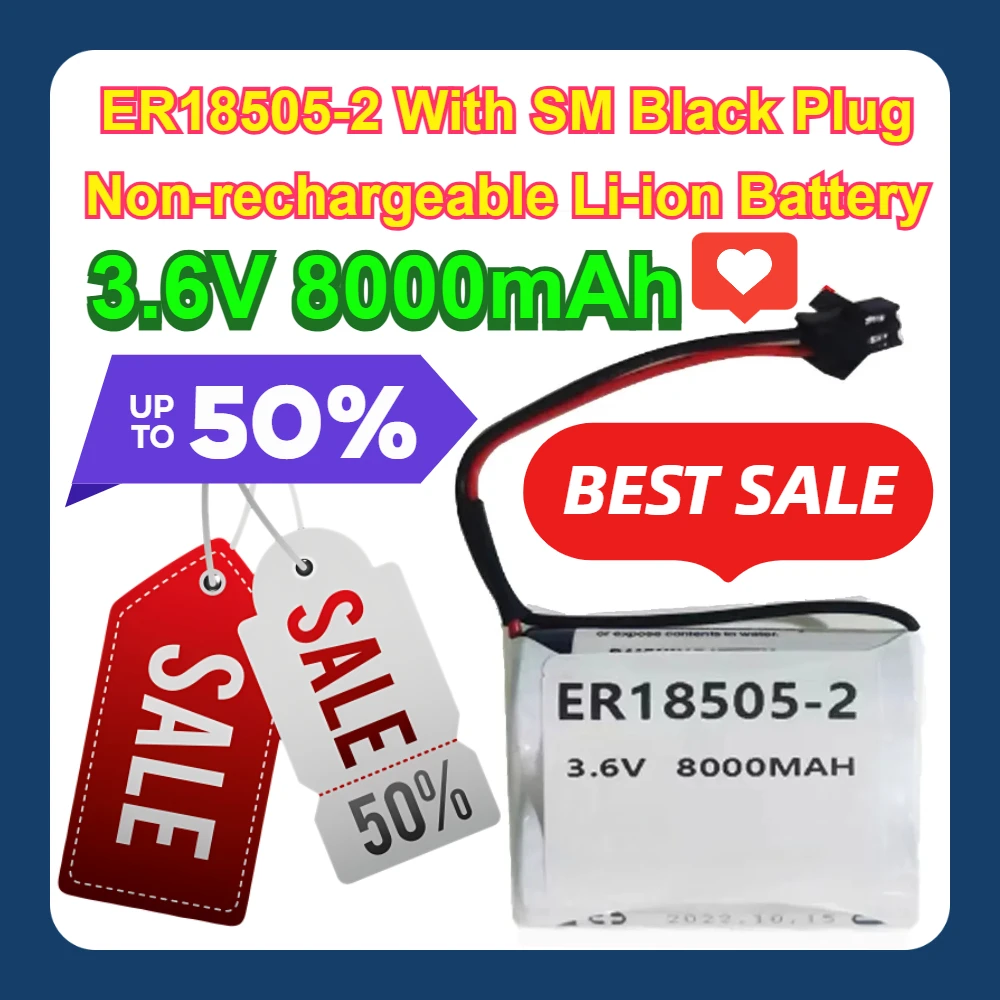 ER18505-2 With SM Black Plug Non-rechargeable 3.6V 8000mAh Li-ion Battery
ER18505-2 With SM Black Plug Non-rechargeable 3.6V 8000mAh Li-ion Battery