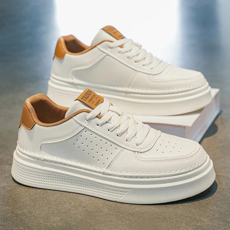 Men's Versatile White Leather Board Shoes Summer Trend Casual Thick Soled Height Increasing Sports Shoes
Men's Versatile White Leather Board Shoes Summer Trend Casual Thick Soled Height Increasing Sports Shoes