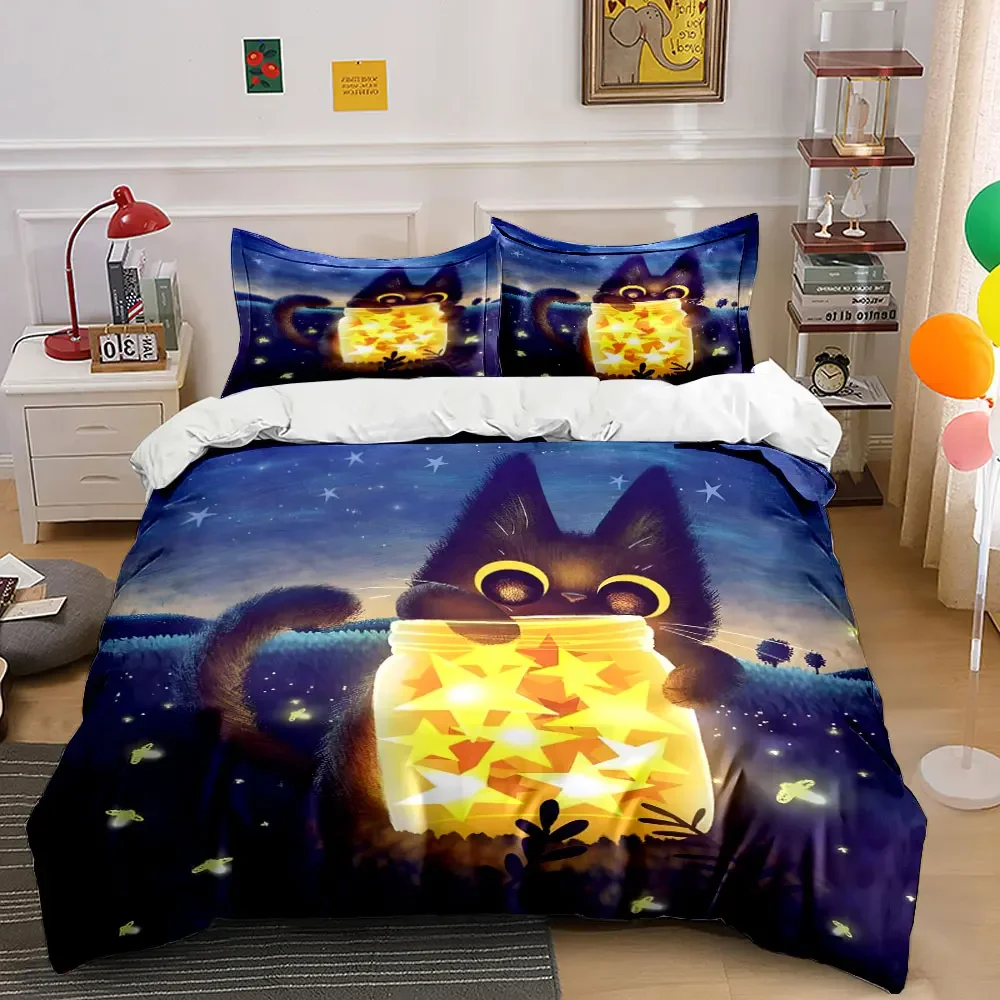 "Cat Starry Night Decoration Set" Multiple sizes kid's and adults' bedroom Exquisite 3PC bedding set, gift
"Cat Starry Night Decoration Set" Multiple sizes kid's and adults' bedroom Exquisite 3PC bedding set, gift