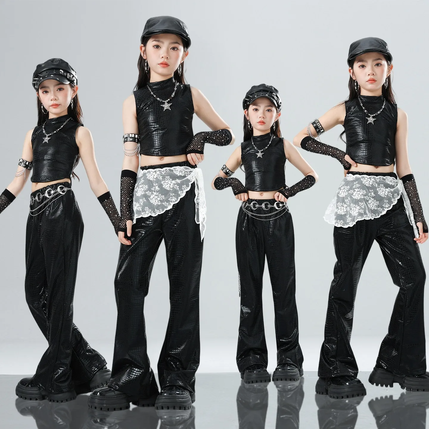 Girls Jazz Dance Clothes Summer Leather Vest Black Pants Performance Suit Fashion Street Hip Hop Costume Kpop Clothing BL18893
Girls Jazz Dance Clothes Summer Leather Vest Black Pants Performance Suit Fashion Street Hip Hop Costume Kpop Clothing BL18893