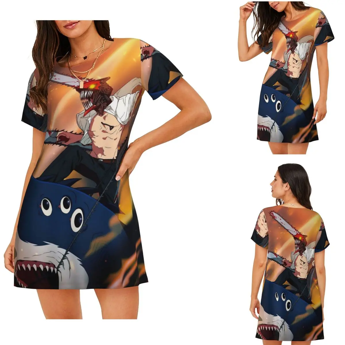 Custom Shark And Denji Chainsaw Man Anime Short Sleeves Nightdress For Sleeping Women Short Sleeve Nightgowns Loose Pajama Dress
Custom Shark And Denji Chainsaw Man Anime Short Sleeves Nightdress For Sleeping Women Short Sleeve Nightgowns Loose Pajama Dress