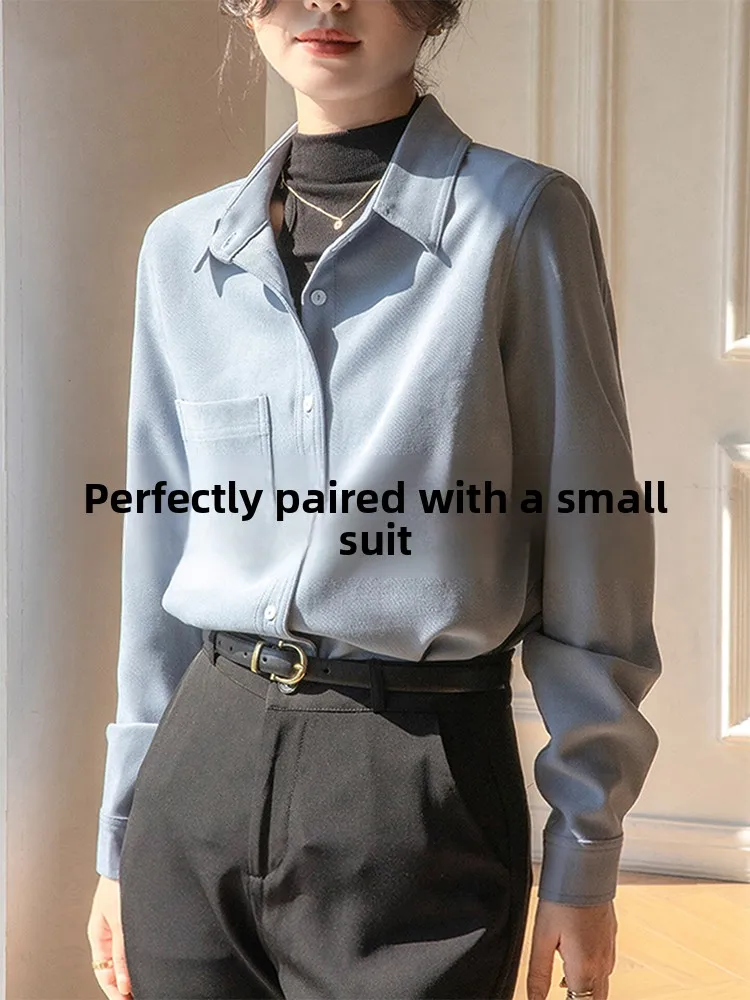 Blue Flocking Shirt Women's Winter New Style Layering Suit Inner Base Shirt Jacket Elegant OL Top Spring Autumn
Blue Flocking Shirt Women's Winter New Style Layering Suit Inner Base Shirt Jacket Elegant OL Top Spring Autumn