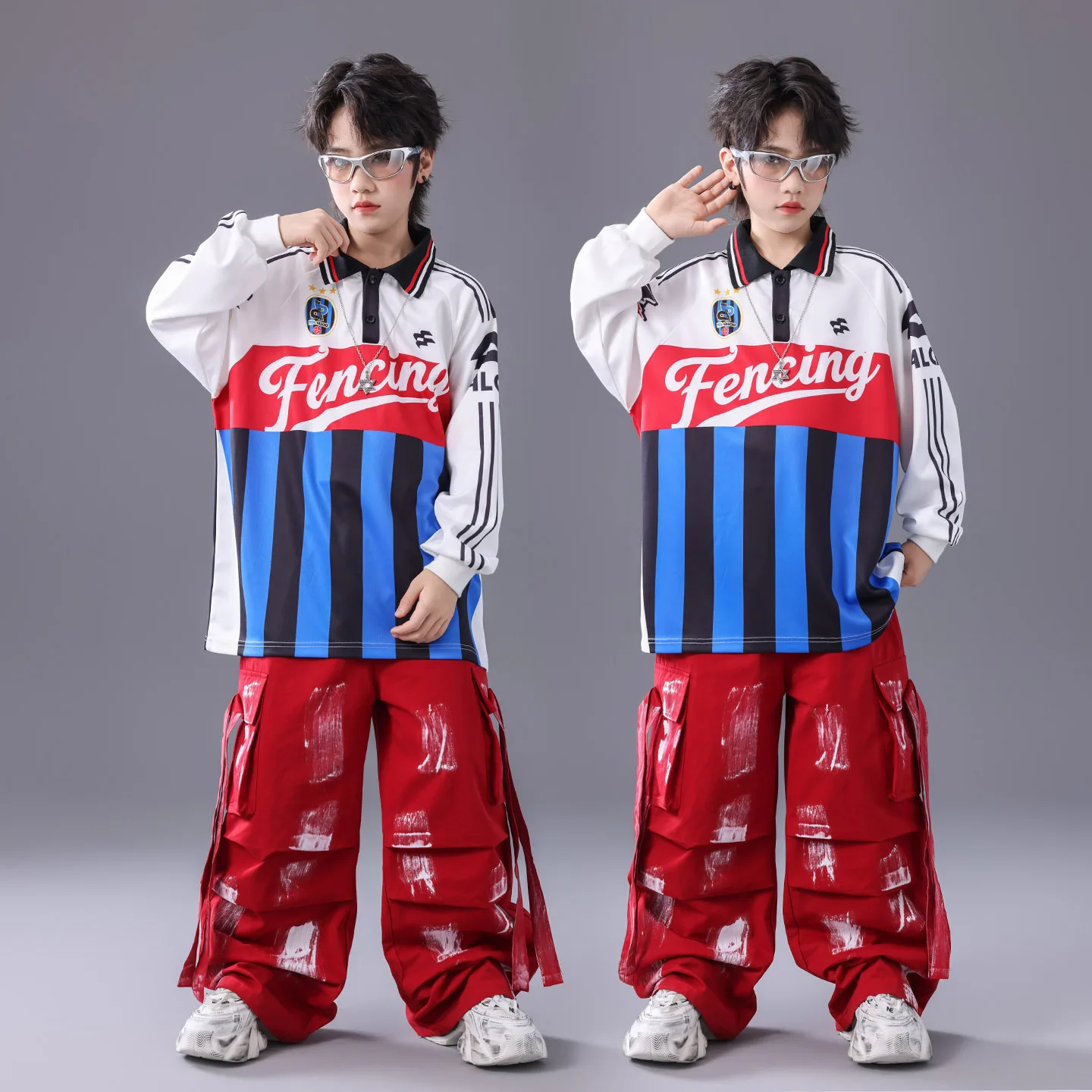 Boys Loose Suit Hip Hop Jazz Dance Costumes Long Sleeve Top Red Cargo Pants Suit Practice Street Dance Wear Clothing DQL12340
Boys Loose Suit Hip Hop Jazz Dance Costumes Long Sleeve Top Red Cargo Pants Suit Practice Street Dance Wear Clothing DQL12340