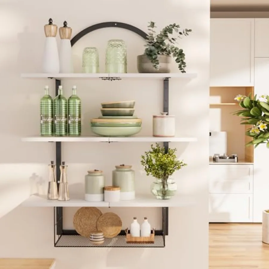 Floating Shelf for Wall- 31.5"x 24" 3+1 Tier Bathroom Floating Shelves with Basket for Bathroom Living Room Bedroom and Kitchen
Floating Shelf for Wall- 31.5"x 24" 3+1 Tier Bathroom Floating Shelves with Basket for Bathroom Living Room Bedroom and Kitchen
