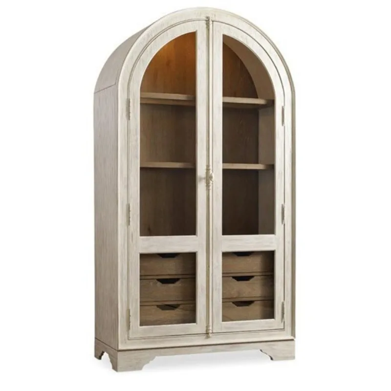 French Country Retro Old Solid Wood Double Door Bookcase Semicircular Arched Glass Door Oak Display Wine Cabinet
French Country Retro Old Solid Wood Double Door Bookcase Semicircular Arched Glass Door Oak Display Wine Cabinet