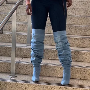 Pleated Pointed Toe Over The Knee Boots Stiletto Heels Loose Slip-On Solid Side Zipper All Seasons Women Sexy Casual Shoes
Pleated Pointed Toe Over The Knee Boots Stiletto Heels Loose Slip-On Solid Side Zipper All Seasons Women Sexy Casual Shoes