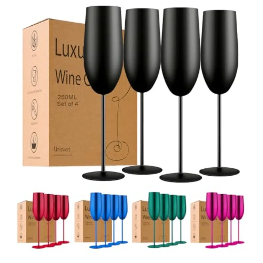 Stainless Steel Champagne Flutes Set of 4-Wedding andBirthday Gifts8.5 Oz Unbreakable Champagne Glass with Long Stem Reusable I
Stainless Steel Champagne Flutes Set of 4-Wedding andBirthday Gifts8.5 Oz Unbreakable Champagne Glass with Long Stem Reusable I