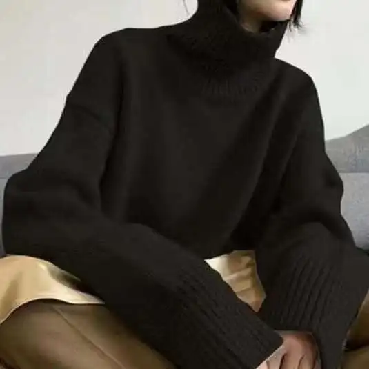 Women's Vintage Polo/Turtle Neck Sweater Loose-Fit Pullover Elegant Simple Thickened Ribbed Knitted Top Winter Korean Style
Women's Vintage Polo/Turtle Neck Sweater Loose-Fit Pullover Elegant Simple Thickened Ribbed Knitted Top Winter Korean Style