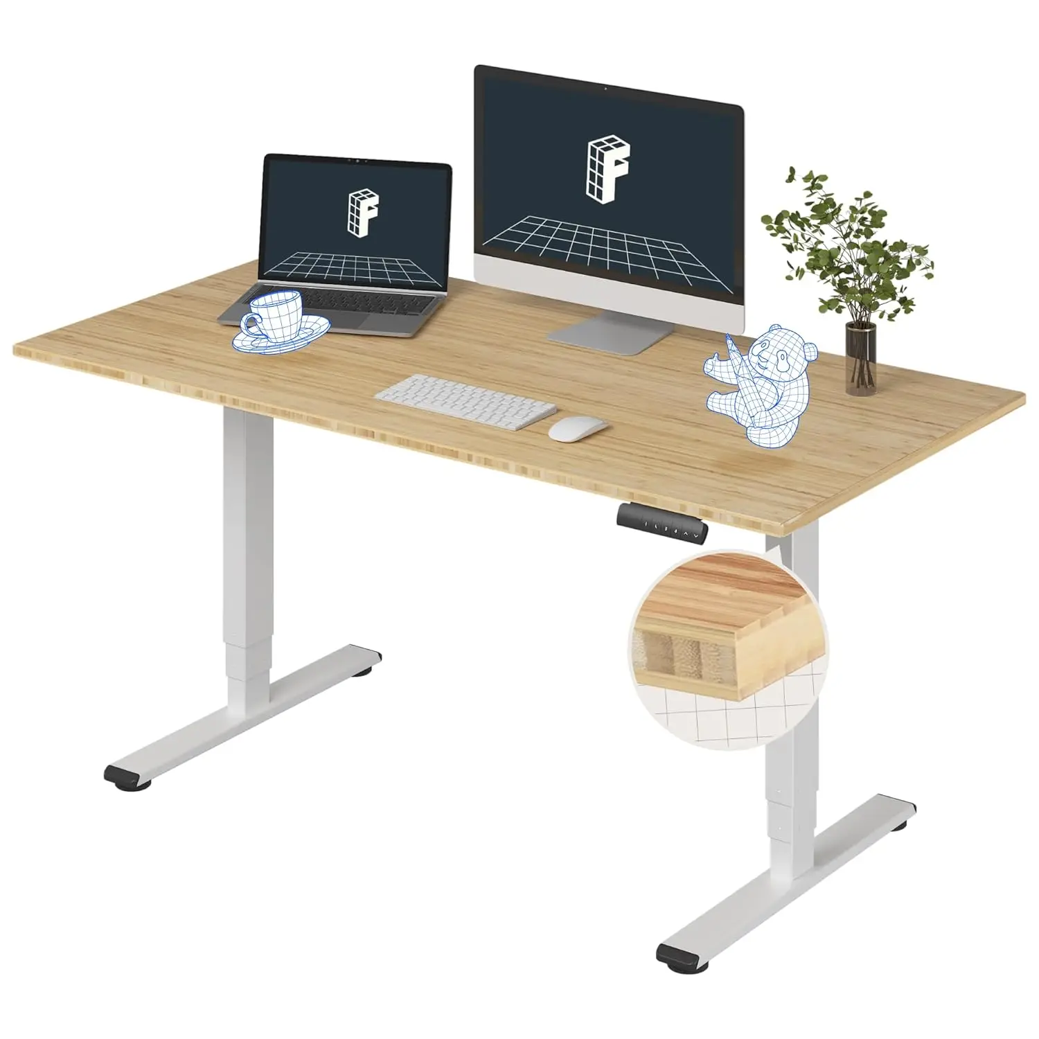Dual-Motor Electric Standing Desk 60x30 Memory Height 220lbs White Frame Bamboo Top Customized
Dual-Motor Electric Standing Desk 60x30 Memory Height 220lbs White Frame Bamboo Top Customized