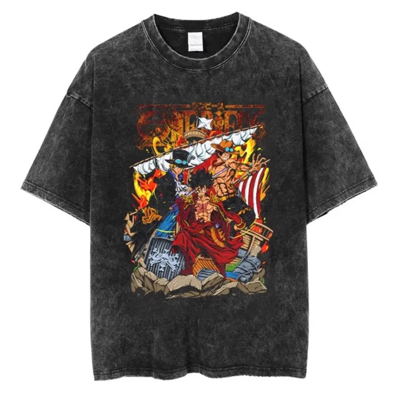 Hip Hop Street Washed Retro T-shirt Trendy One Piece Anime Printed Short Sleeved Men's T-shirt Made of Pure Cotton
Hip Hop Street Washed Retro T-shirt Trendy One Piece Anime Printed Short Sleeved Men's T-shirt Made of Pure Cotton