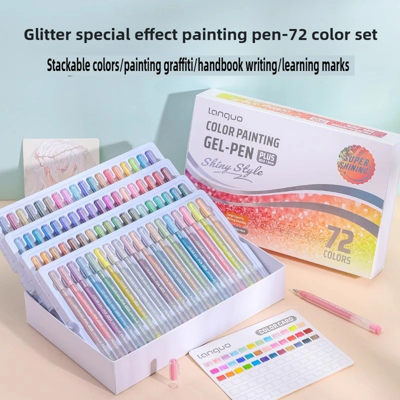 LANGUO 70/6 Colors Glitter Effects Gel Pen Large Capacity 1.0mm/0.5mm Students Writing Pen Painting Art Markers School Supplies 
LANGUO 70/6 Colors Glitter Effects Gel Pen Large Capacity 1.0mm/0.5mm Students Writing Pen Painting Art Markers School Supplies