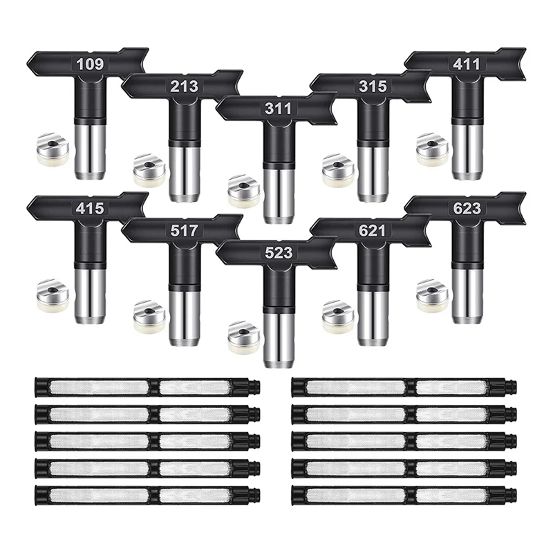 10Pcs Spray Tips Airless Paint Sprayer Nozzle Tip and Filter Reversible Spray Tip Paint for Airless Sprayer Accessories
10Pcs Spray Tips Airless Paint Sprayer Nozzle Tip and Filter Reversible Spray Tip Paint for Airless Sprayer Accessories