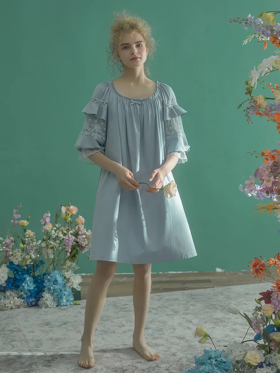 Vintage Royal Princess Cotton Nightgowns For Women Summer Half Sleeve Delicate Lace Sleepwear Ladies Loose Nightshirts Home Wear
Vintage Royal Princess Cotton Nightgowns For Women Summer Half Sleeve Delicate Lace Sleepwear Ladies Loose Nightshirts Home Wear