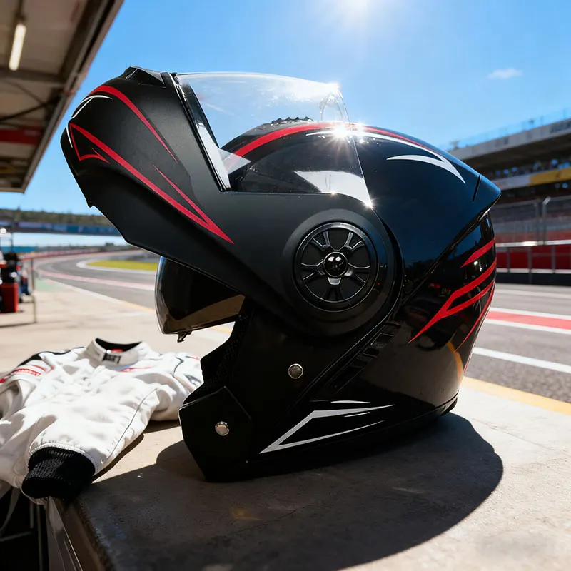 Latest DOT Approved Safety Modular Flip Motorcycle Helmet Voyage Racing Dual Lens Helmet Interior Visor
Latest DOT Approved Safety Modular Flip Motorcycle Helmet Voyage Racing Dual Lens Helmet Interior Visor