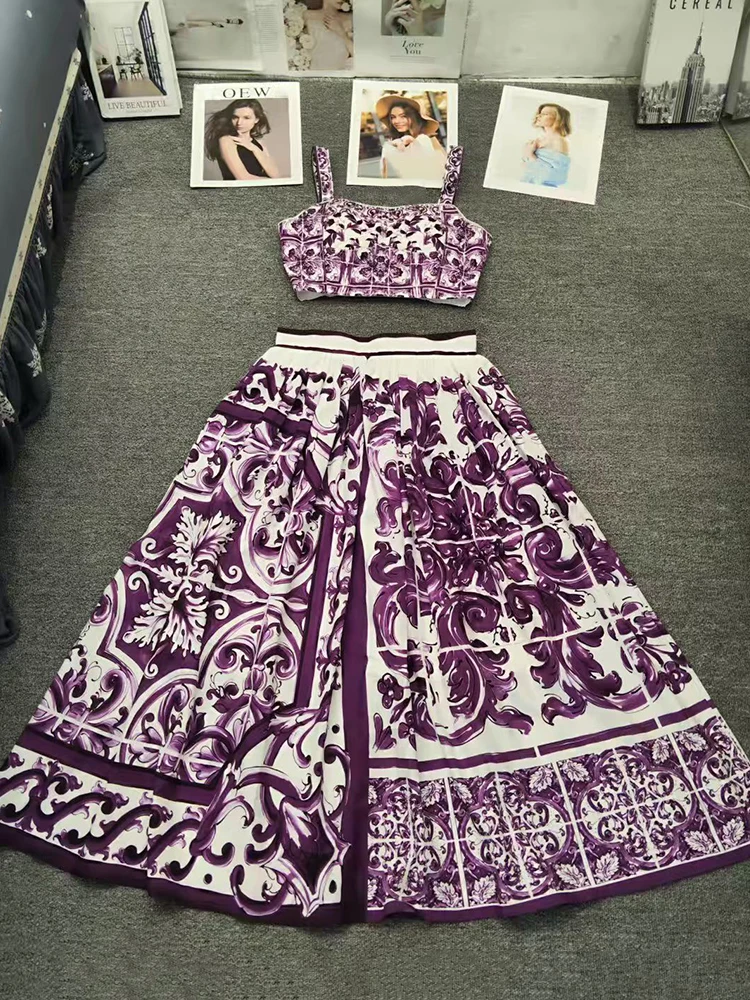 Retro geometric print strapless camisole pullover shirt two-piece set for 2025 summer women's clothing+loose skirt fashion set
Retro geometric print strapless camisole pullover shirt two-piece set for 2025 summer women's clothing+loose skirt fashion set