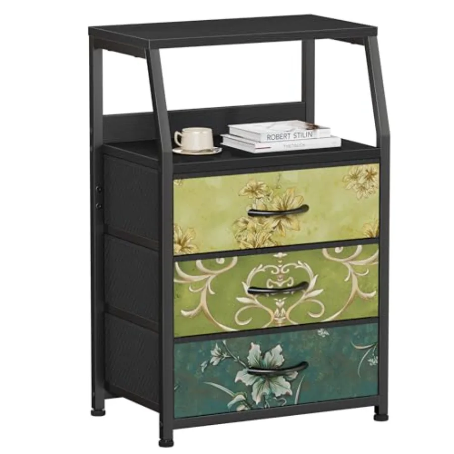 Retro Night Stand with 3 Drawers and 2-Tier Shelf, Small Nightstand Side Table, Vintage Storage Drer for Bedroom, Fabric Drawer
Retro Night Stand with 3 Drawers and 2-Tier Shelf, Small Nightstand Side Table, Vintage Storage Drer for Bedroom, Fabric Drawer