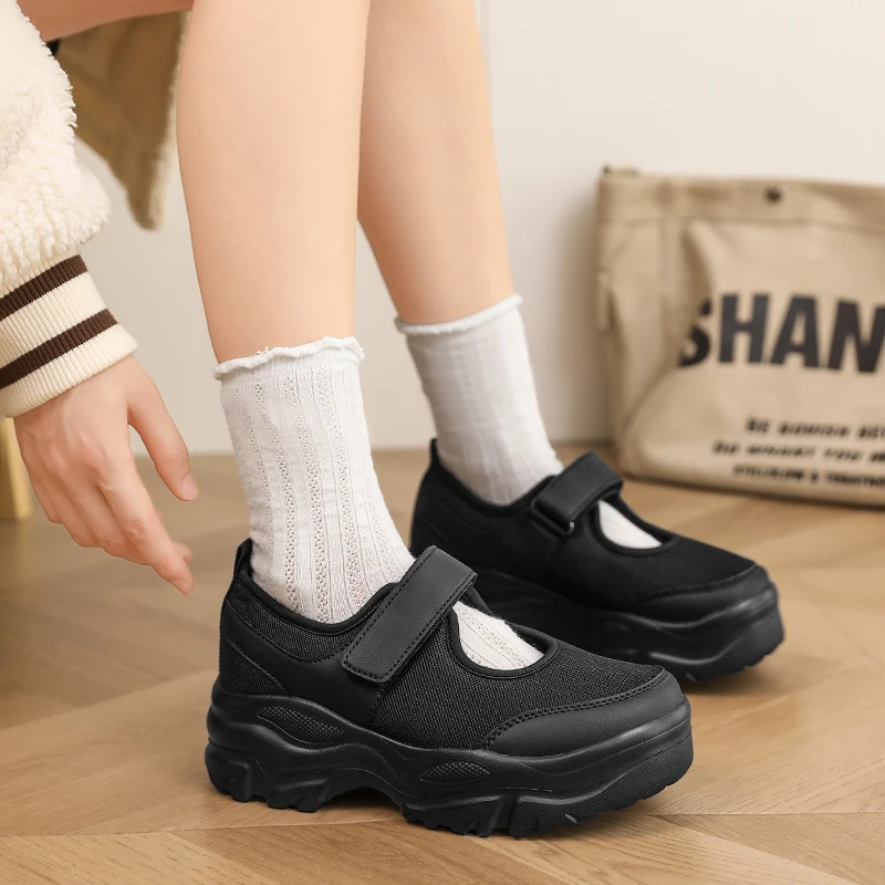 New Black Mary Jane Platform Shoes for Women, Breathable Mesh Thick Sole Casual Sneakers with Hook & Loop Strap
New Black Mary Jane Platform Shoes for Women, Breathable Mesh Thick Sole Casual Sneakers with Hook & Loop Strap