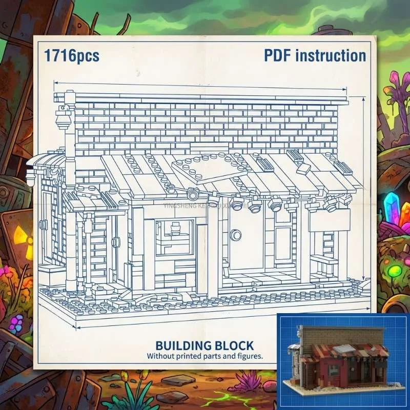 Модель-конструктор MOC: Уличный бар-хижина в стиле Shanty Town с эффектом состаривания
Модель-конструктор MOC: Уличный бар-хижина в стиле Shanty Town с эффектом состаривания