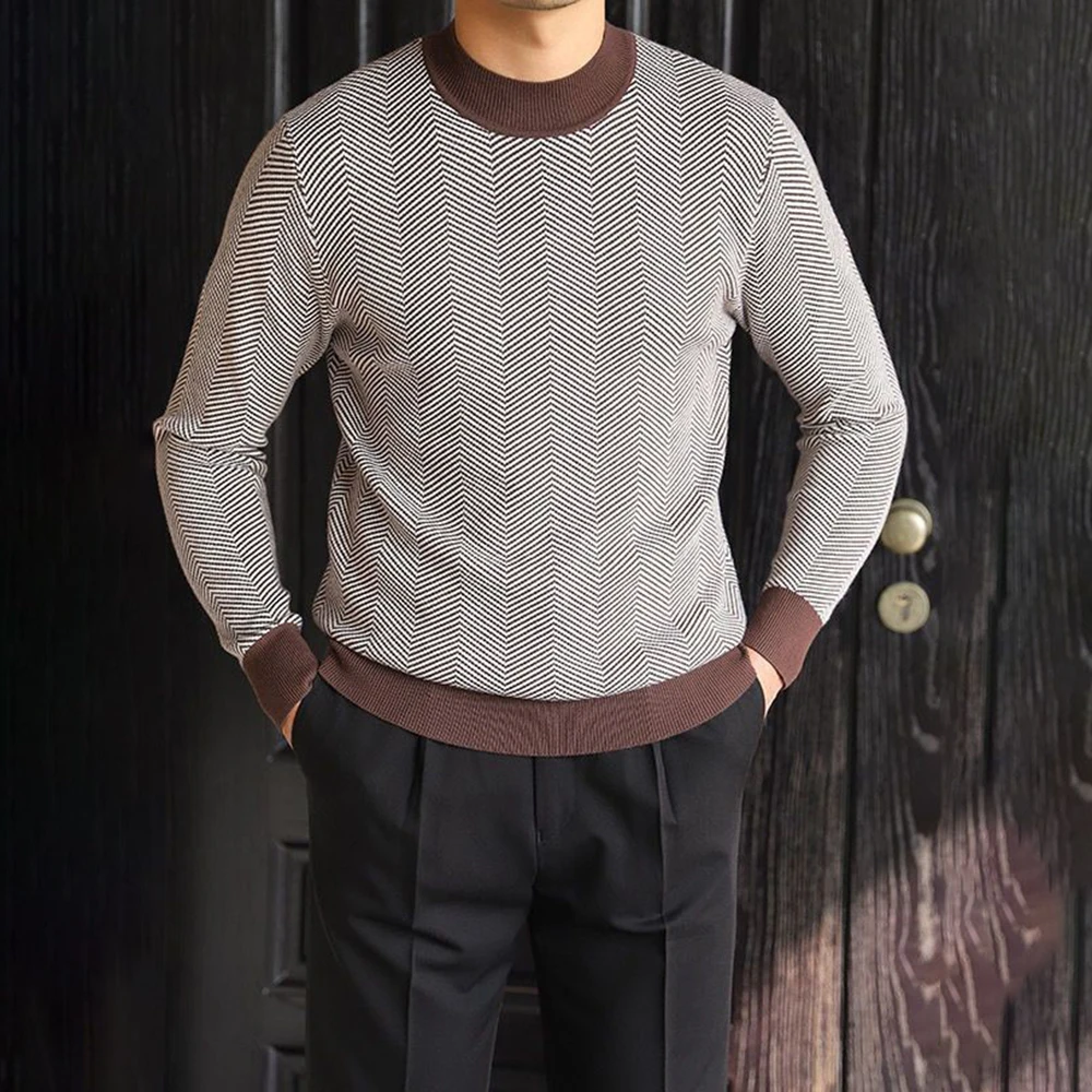 Simple Fashionable Contrast Color Luxury Striped Sweater Mens 2025 Spring New Warm Casual Elastic Retro Bottoming Wear Sweater
Simple Fashionable Contrast Color Luxury Striped Sweater Mens 2025 Spring New Warm Casual Elastic Retro Bottoming Wear Sweater