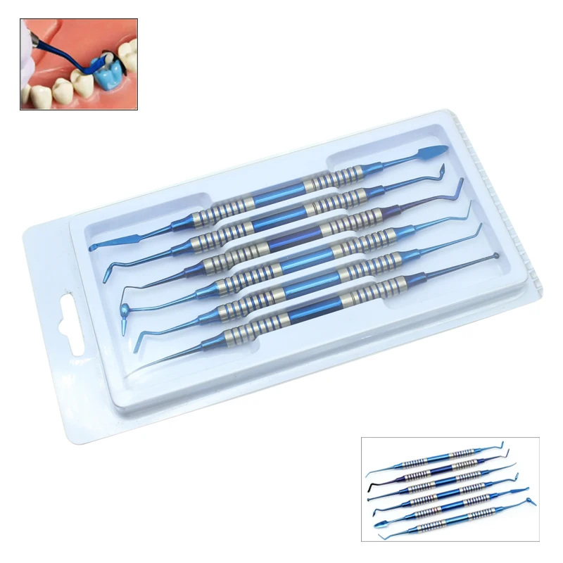 6pcs/set Dental Resin Spatulas Composite Filling Titanium Plated Head Resin Filler Set Dental Accessories Dental Tools
6pcs/set Dental Resin Spatulas Composite Filling Titanium Plated Head Resin Filler Set Dental Accessories Dental Tools