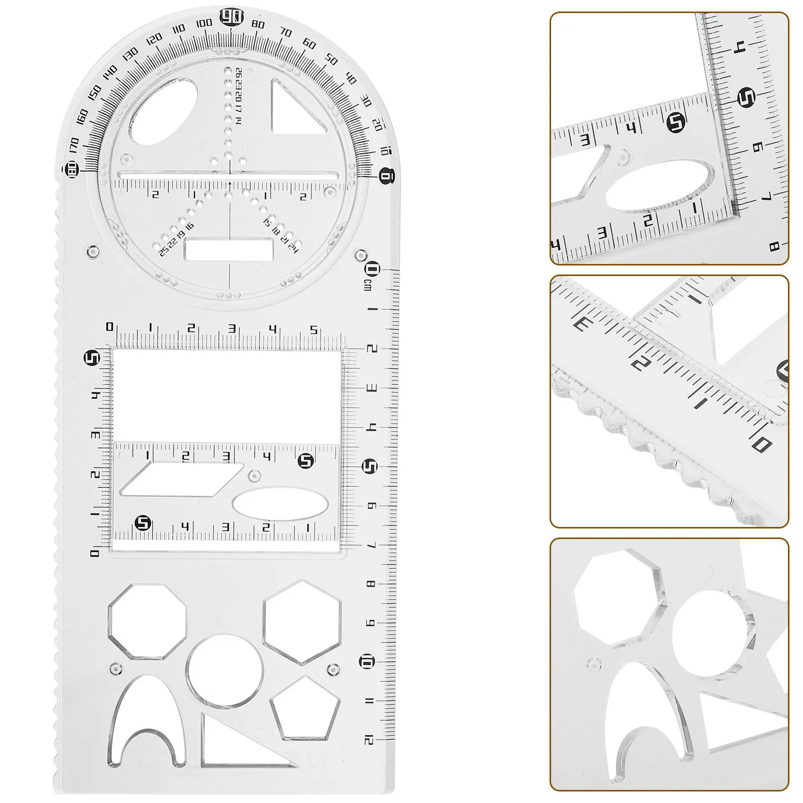 Plastic Multi-Functional Drawing Template Ruler for Architecture Engineering Students Artists Drafting Painting Design
Plastic Multi-Functional Drawing Template Ruler for Architecture Engineering Students Artists Drafting Painting Design