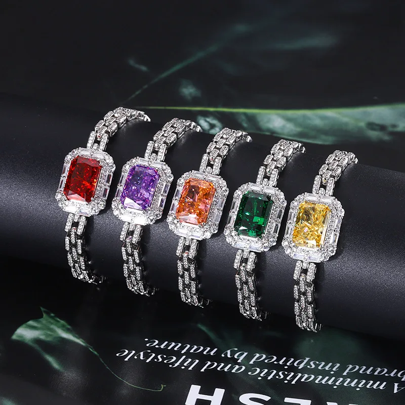 New Jewelry European and American Retro High Carbon Ice Flower Cut Square Diamond Temperamental Bracelet Female
New Jewelry European and American Retro High Carbon Ice Flower Cut Square Diamond Temperamental Bracelet Female