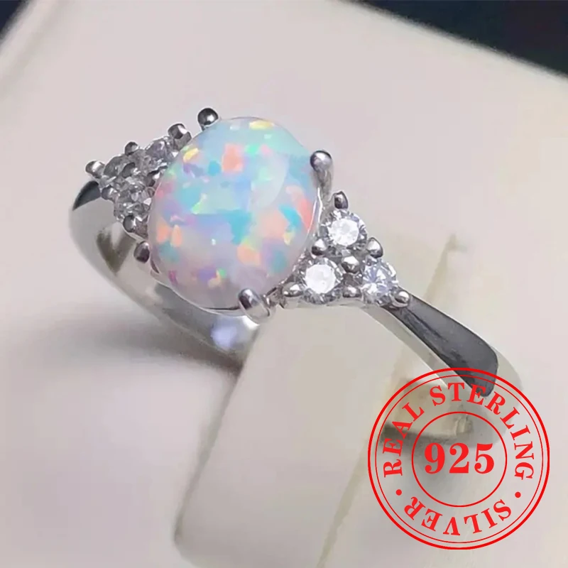 Huitan кольца с блестящим опалом для женщин, великолепные эстетические ювелирные изделия из стерлингового серебра 925 пробы, изысканный аксессуар для церемонии на палец 
Huitan кольца с блестящим опалом для женщин, великолепные эстетические ювелирные изделия из стерлингового серебра 925 пробы, изысканный аксессуар для церемонии на палец